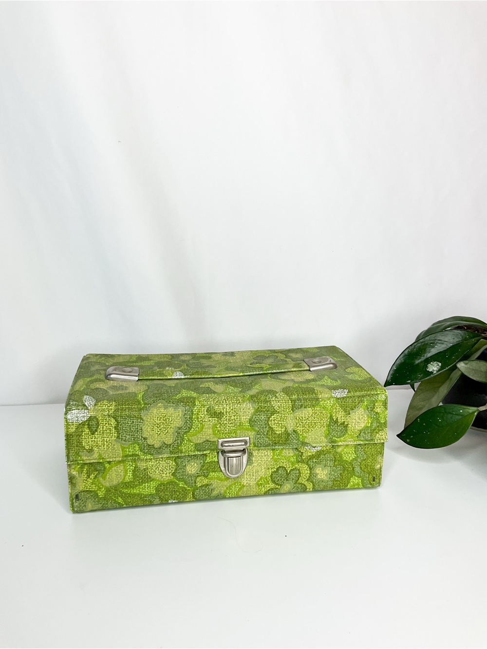 MCM Vintage Green Floral Jewelry Box Organizer